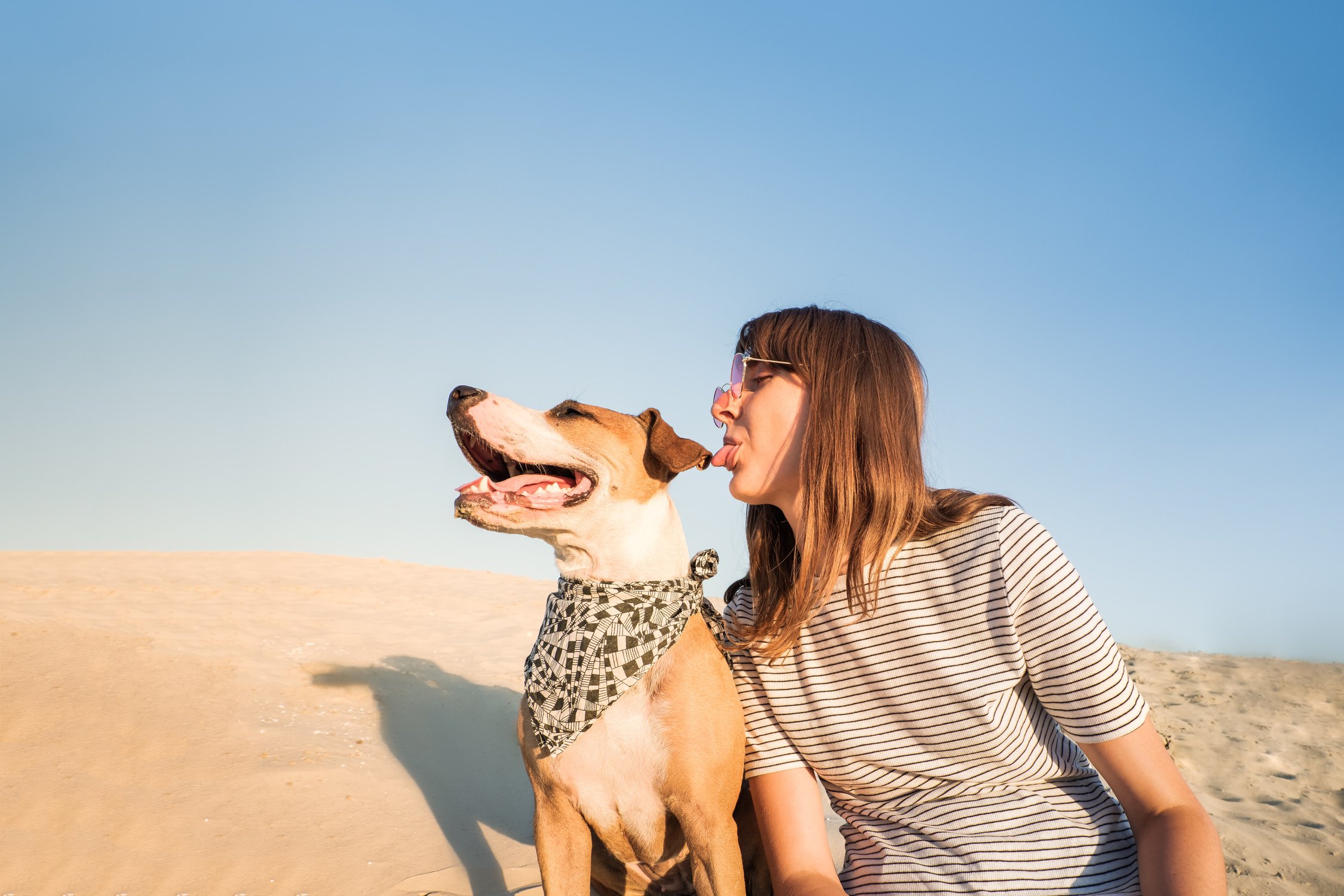 Dog and Human Posing as Best Friends